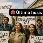 Familia latinoamericana revisando documentos con esperanza en casa – regularización masiva España